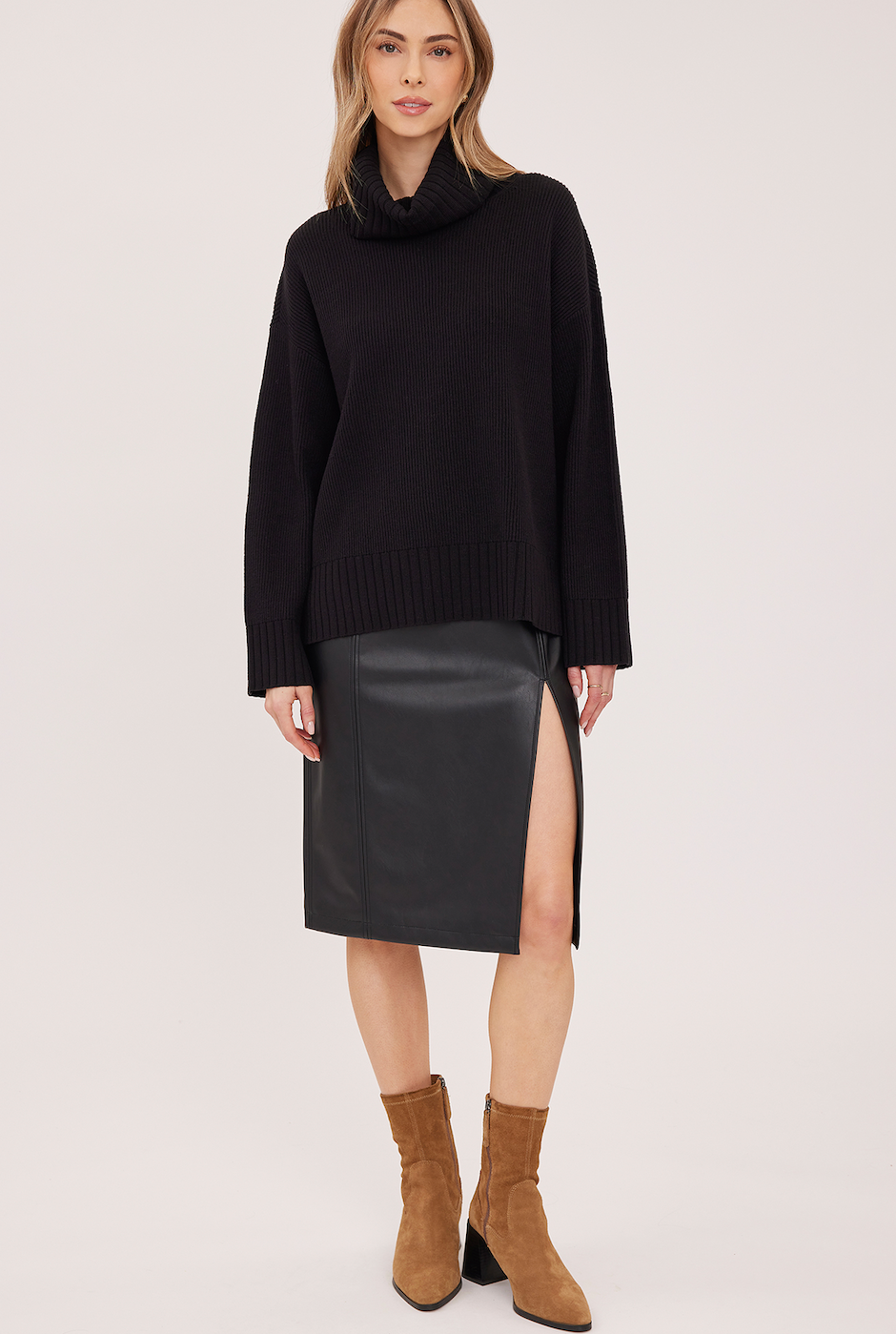 Gentle Fawn Lydia Faux Leather Midi Skirt