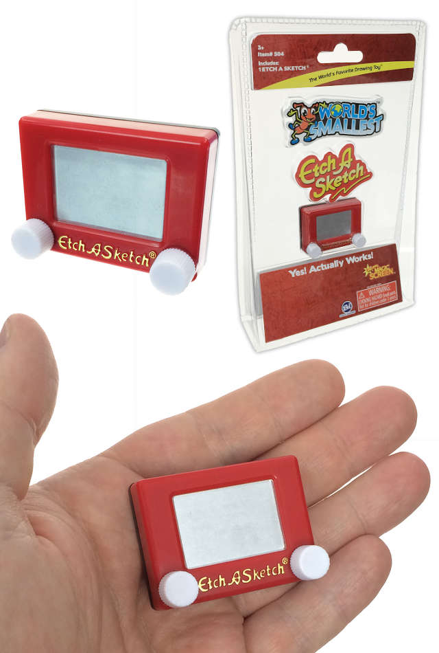 World's Smallest Etch A Sketch miniature toy and packaging