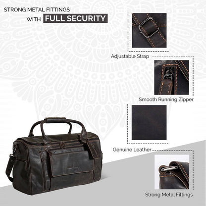 Large Leather Weekender Bag - Casual Vintage Look: Sandal
