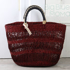 Big Blue Moma Bolga Basket - Special Net - Medium: Natural & Turquoise