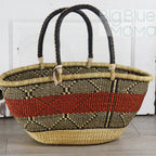 Big Blue Moma Bolga Basket - Bolga Basket - Large Special Shopper - Traditional Palette