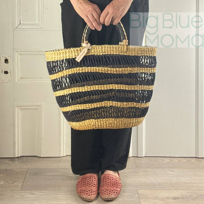 Big Blue Moma Bolga Basket - Special Net - Medium: Natural & Black