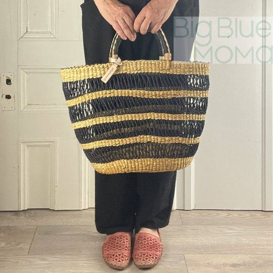 Big Blue Moma Bolga Basket - Special Net - Medium: Natural & Black