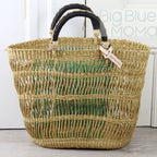Big Blue Moma Bolga Basket - Special Net - Medium: Natural & Turquoise