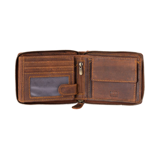 Greenwood Leather RFID wallet - RED - Zip Around Wallet - Sandal