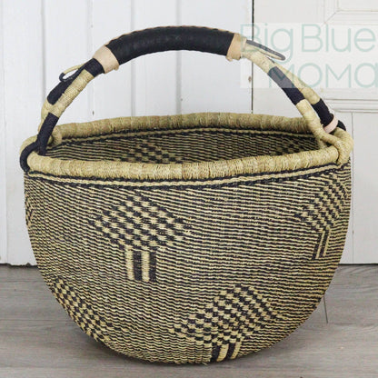 Big Blue Moma Bolga Basket - Large Round Basket - Natural Palette