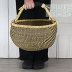 Big Blue Moma Bolga Basket - Large Round Basket - Natural Palette