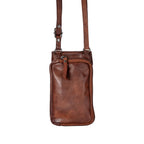 Leather Elk Phone-Shoulder Bag Brown for Women: Black
