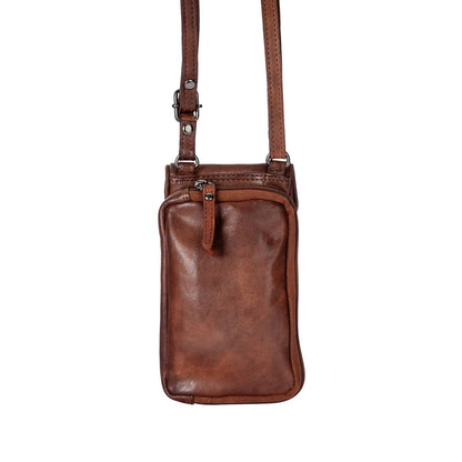 Leather Elk Phone-Shoulder Bag Brown for Women: Black