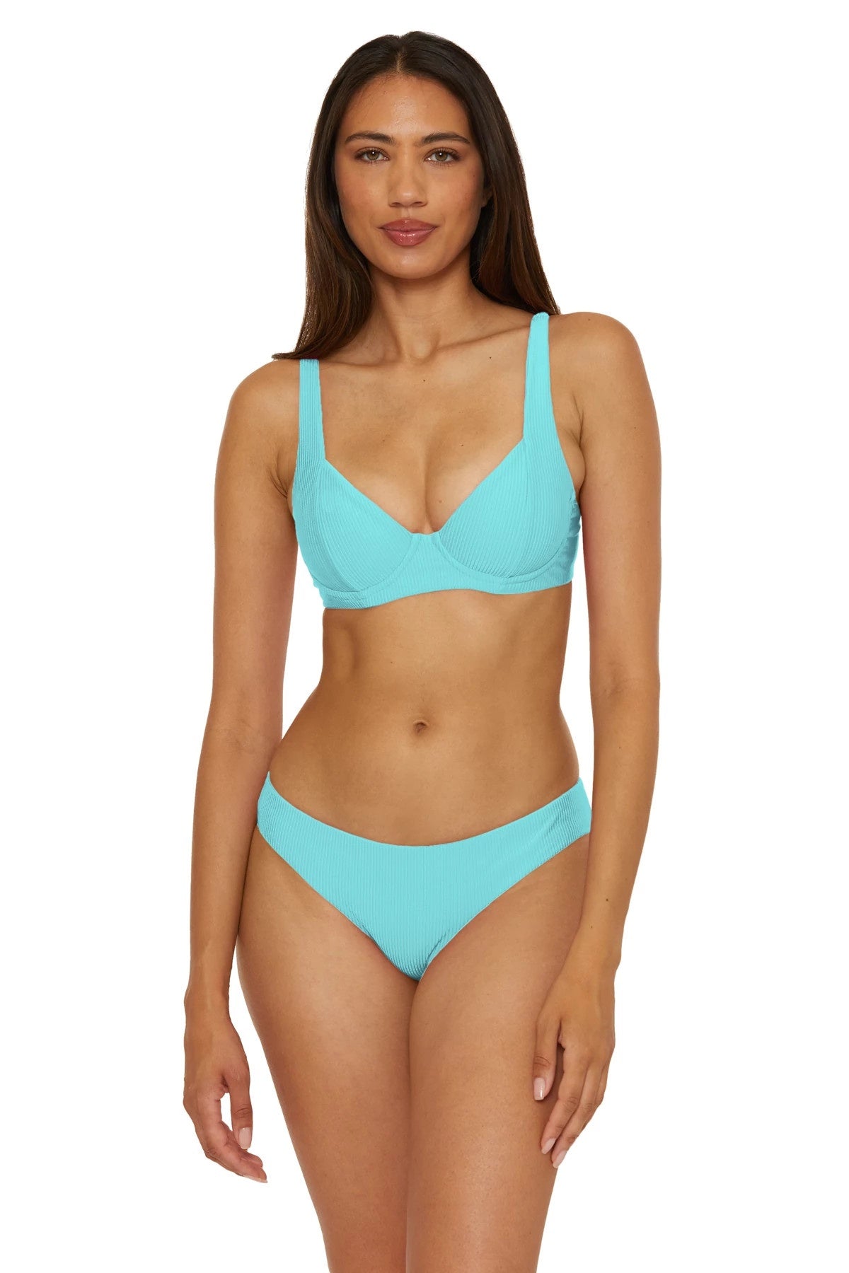 Becca Monte Carlo underwire bikini top in Oasis blue, front view