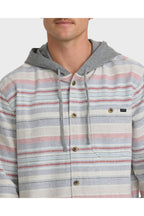Billabong Baja Hooded Flannel Shirt in Off White, fabric and design detail