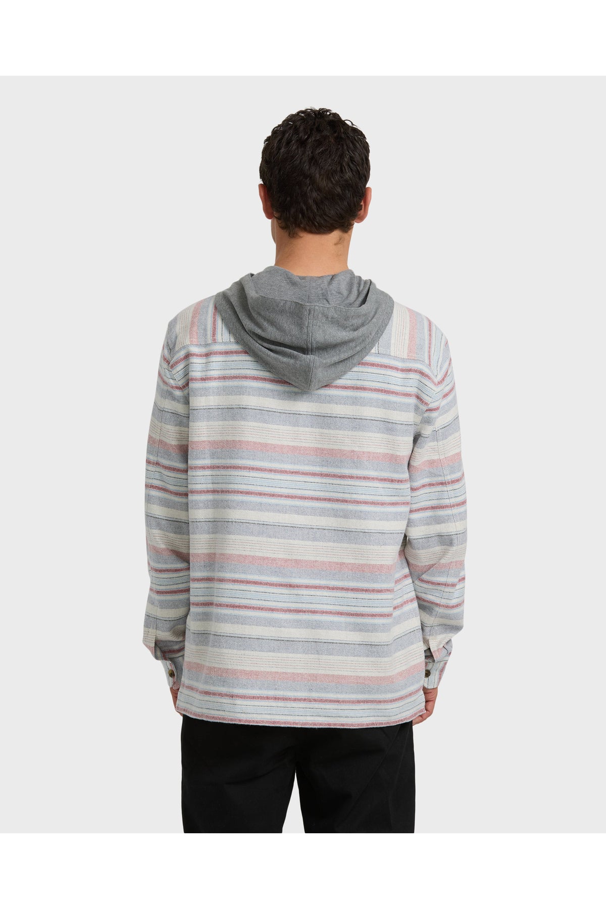 Billabong Baja Hooded Flannel Shirt in Off White, back view