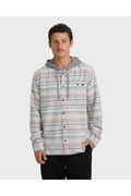 Billabong Baja Hooded Flannel Shirt in Off White, front view