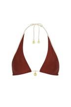 Kulani Kinis Bind Tie Halter Bikini Top in Cinnamon Sugar, garment detail