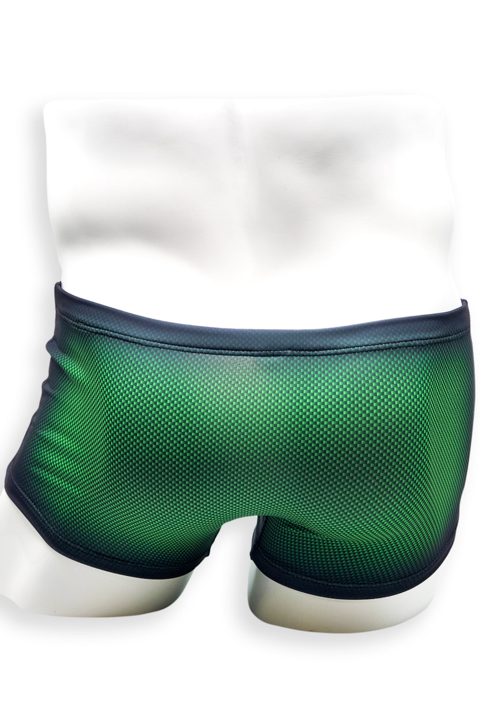 Back view of HAC Swim Box Cut Swim Trunk in Green Ballistic showing subtle pattern detail