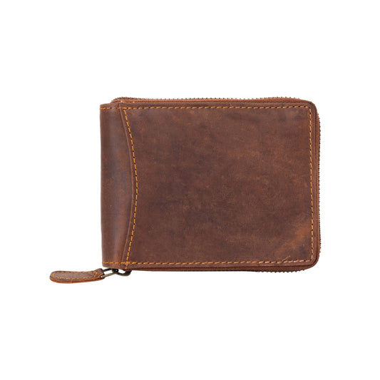 Greenwood Leather RFID wallet - RED - Zip Around Wallet - Sandal