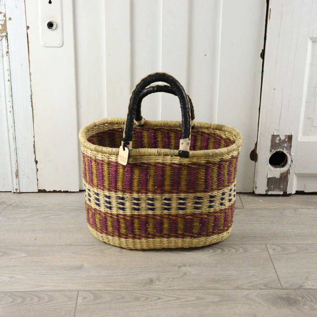 Big Blue Moma Oval Basket with Two Handles Medium - Traditional Palette