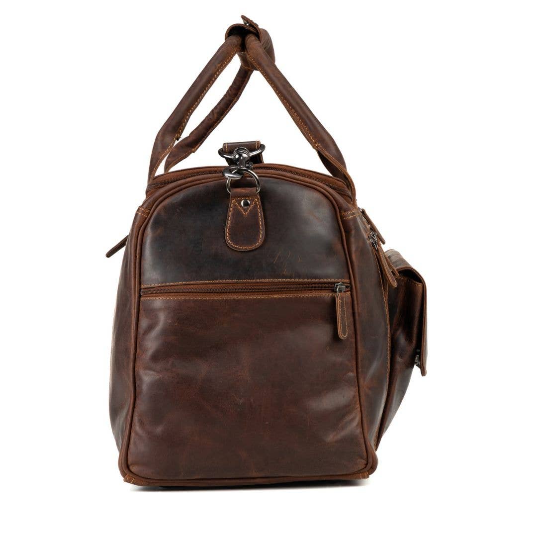 Large Leather Weekender Bag - Casual Vintage Look: Sandal