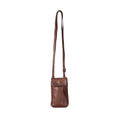 Leather Elk Phone-Shoulder Bag Brown for Women: Black