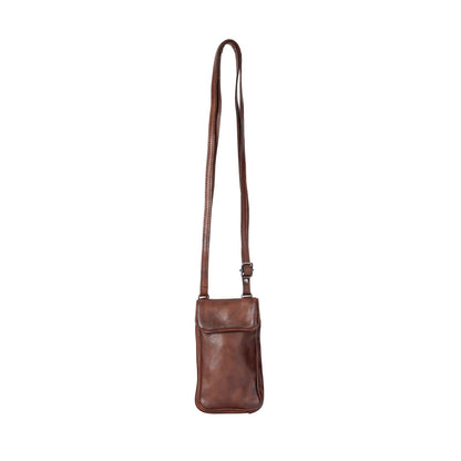 Leather Elk Phone-Shoulder Bag Brown for Women: Black