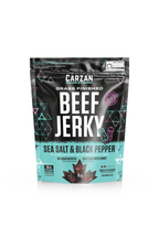 Front of Carzan Sea Salt & Black Pepper 70g beef jerky bag