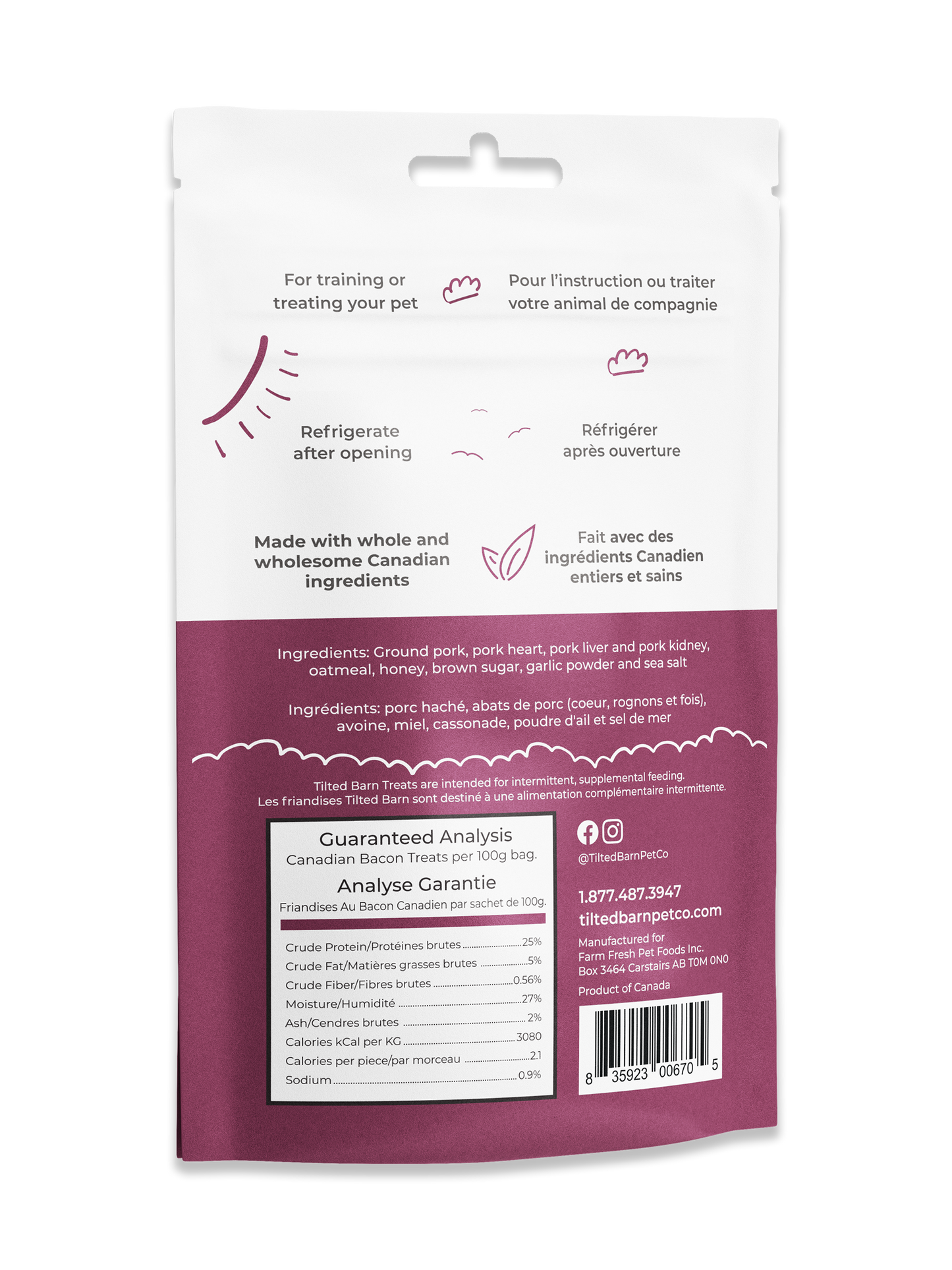 Canadian Bacon Treats For Dogs 100g/3.53oz