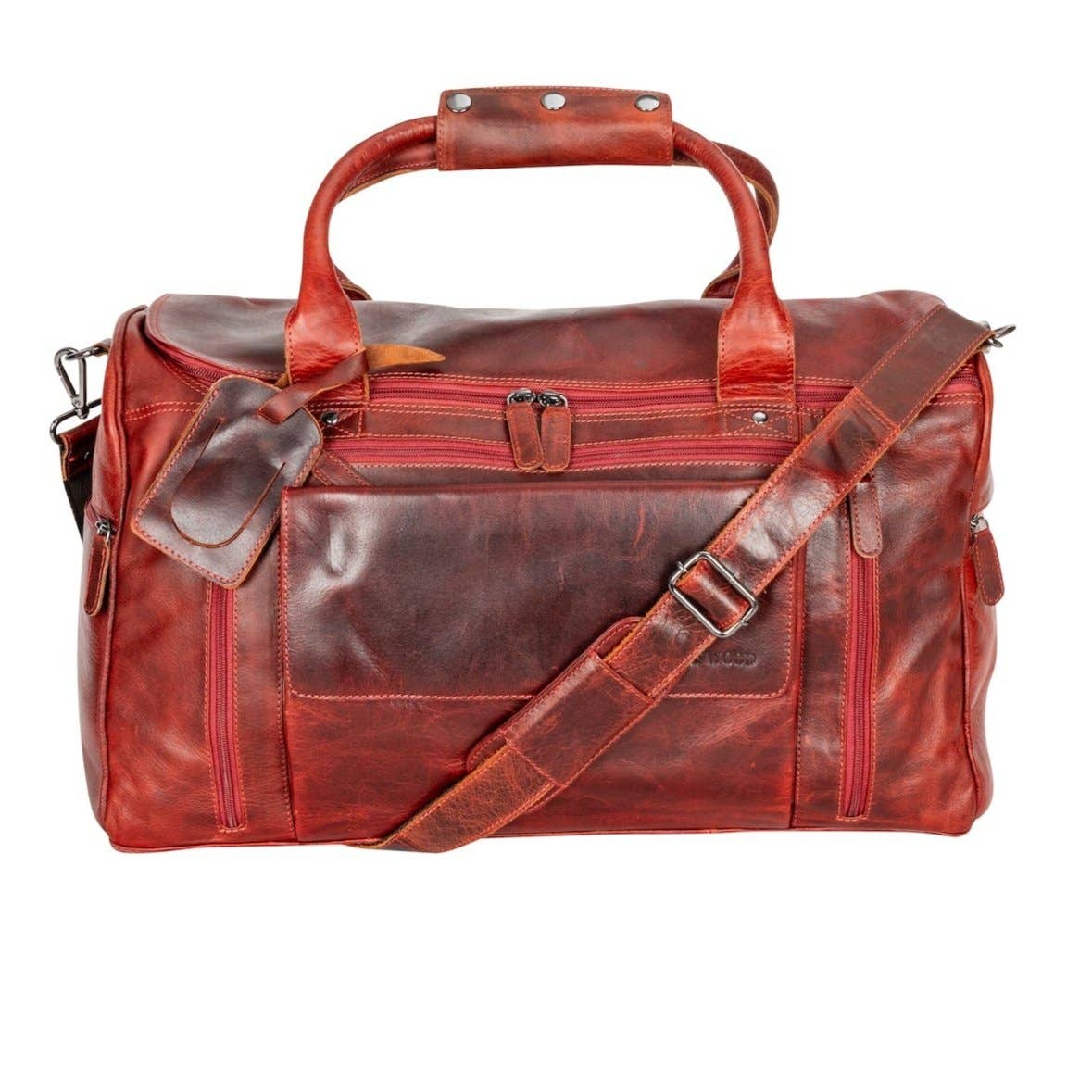 Large Leather Weekender Bag - Casual Vintage Look: Sandal