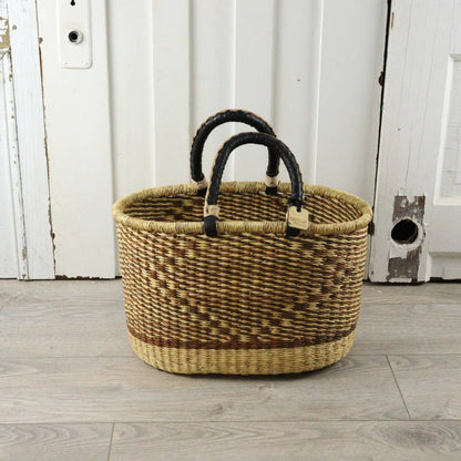 Big Blue Moma Oval Basket with Two Handles Medium - Traditional Palette