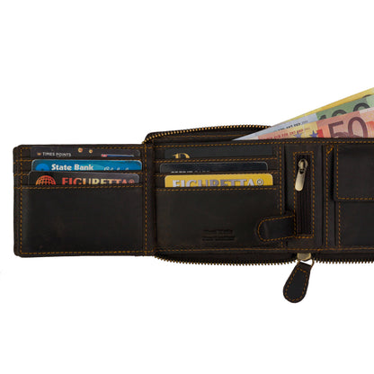 Greenwood Leather RFID wallet - RED - Zip Around Wallet - Sandal