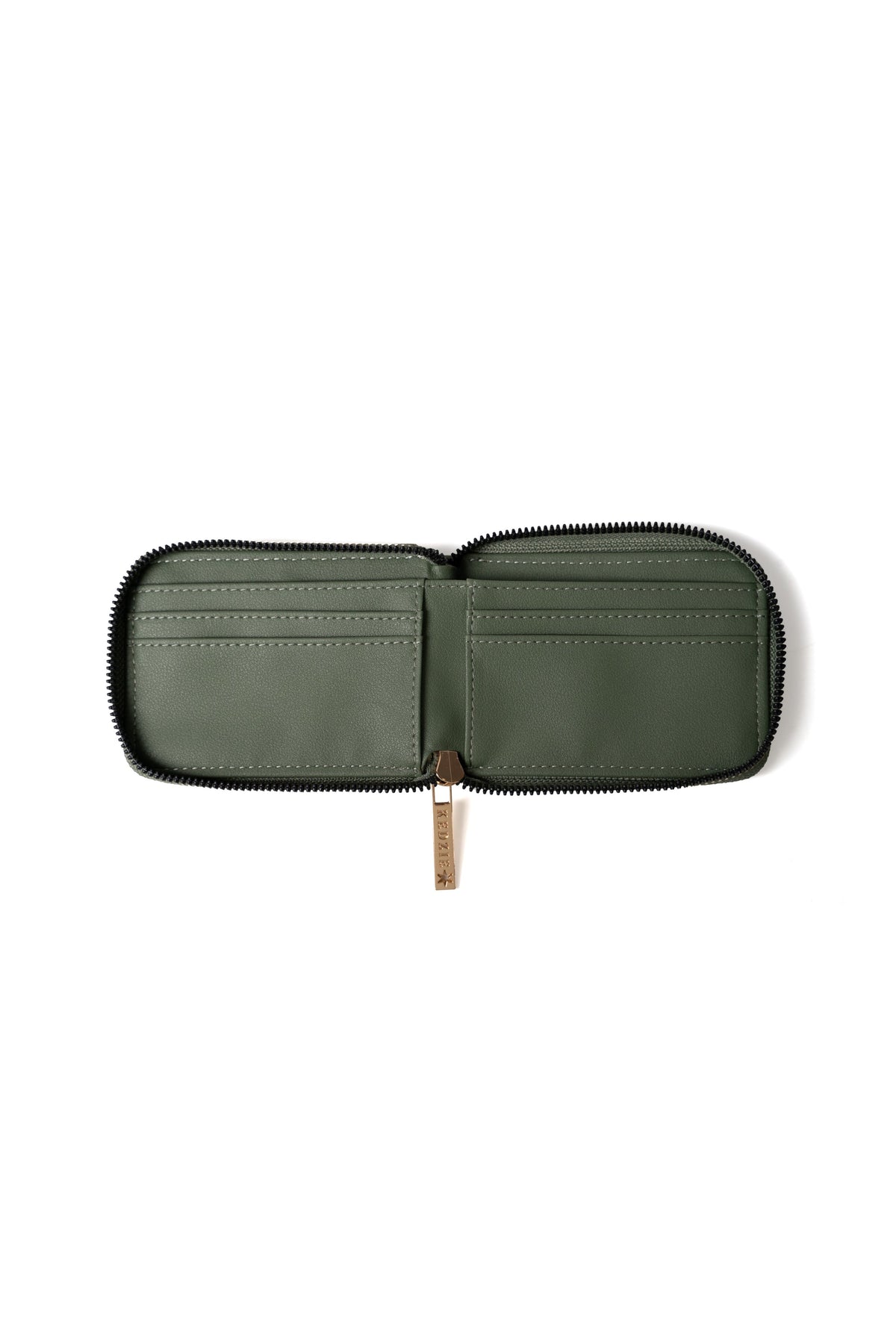 Kedzie Essentials Only Pocket Wallet — green wallet open to card slots