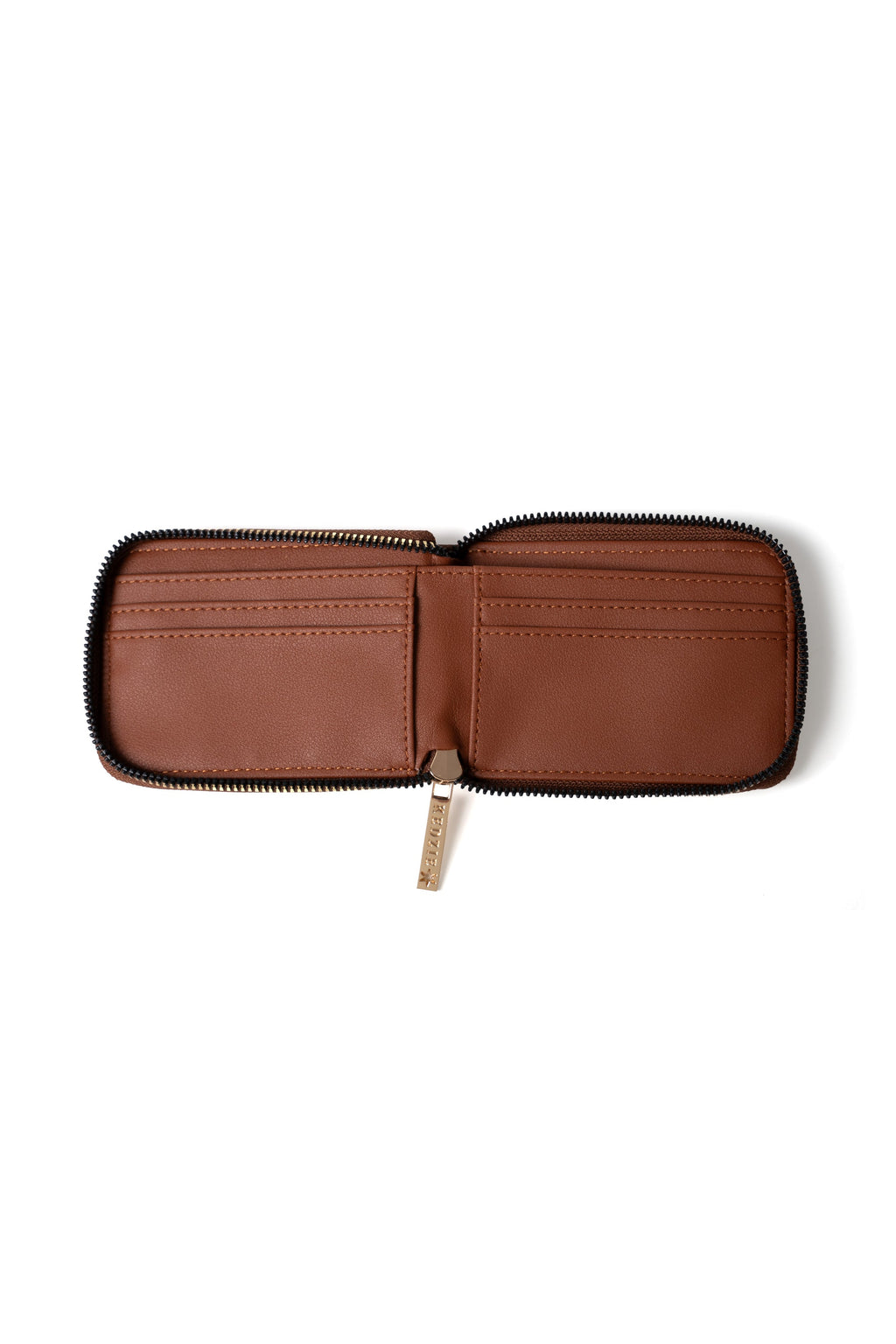 Kedzie Essentials Only Pocket Wallet — chestnut wallet open to card slots