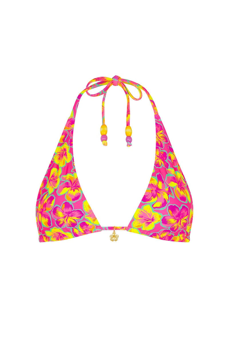 Kulani Kinis Classic Tie Halter Bikini Top in Sun Pop, garment detail