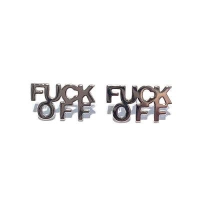 Royce and Oak Curse F OFF Earrings - Silver