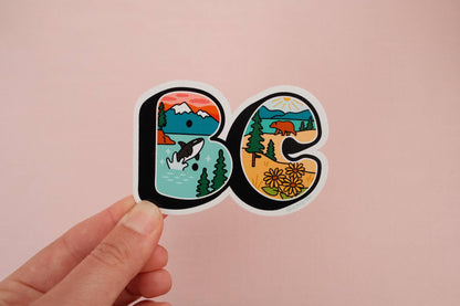'BC' - British Columbia retro postcard style sticker