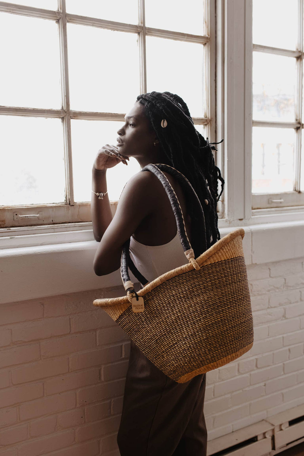 Big Blue Moma Shoulder Shopper - Natural Palette