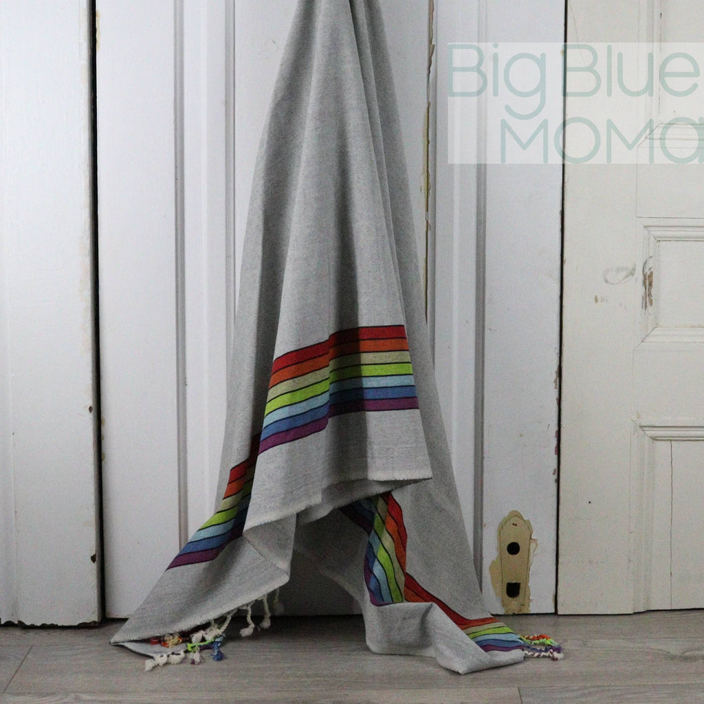 Big Blue Moma Rainbow Peshtemal: Baby Blue / Standard