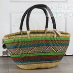 Big Blue Moma Bolga Basket - Bolga Basket - Large Special Shopper - Traditional Palette