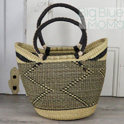 Big Blue Moma Bolga Basket - Large U Shopper - Natural Palette