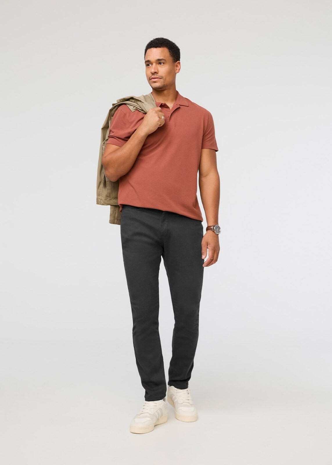 DUER No Sweat Athletic Taper men's stretch pants in Slate