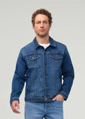 DUER Performance Denim+ All Season Trucker Jacket in Alpine Indigo