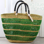 Big Blue Moma Bolga Basket - Special Net - Medium: Natural & Turquoise