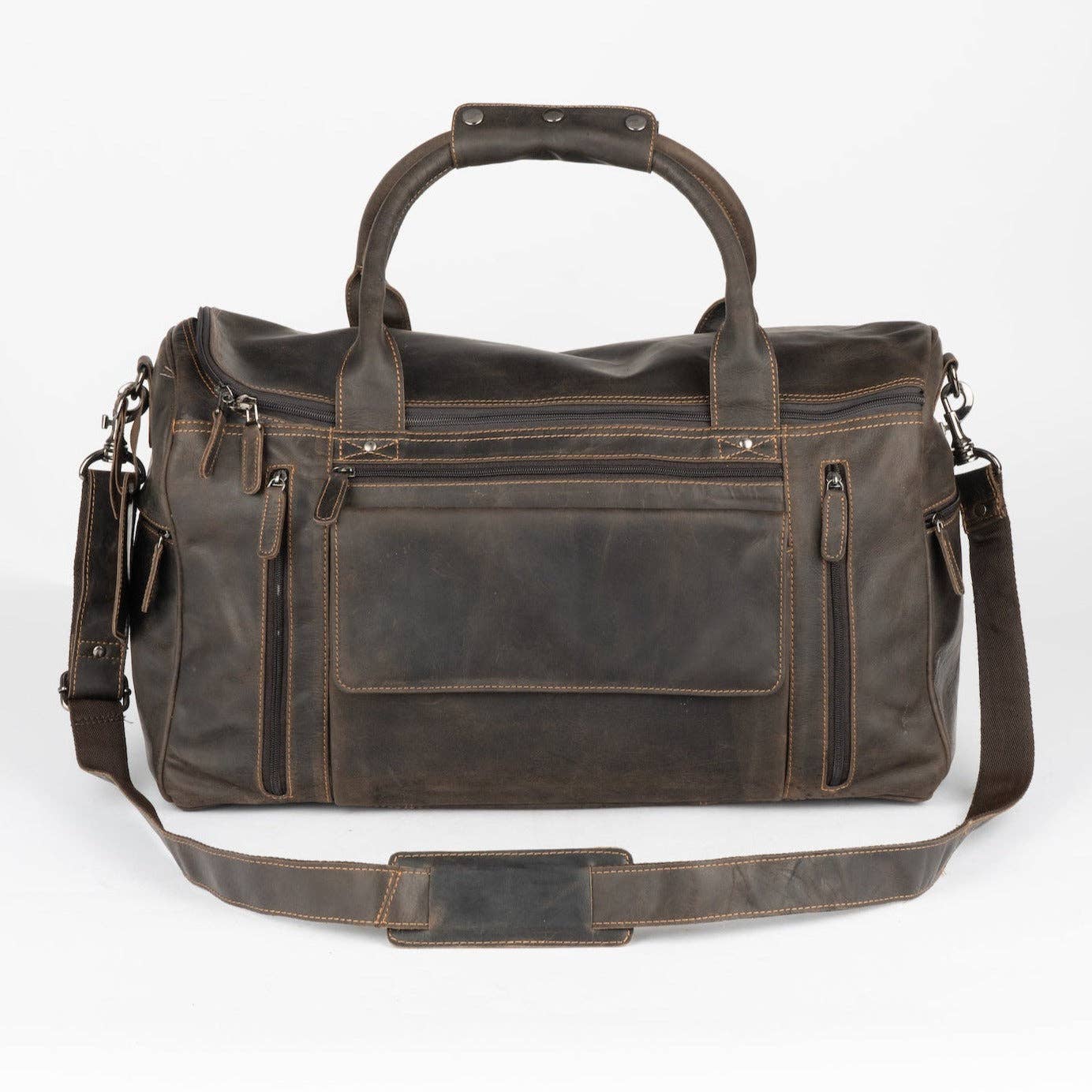 Large Leather Weekender Bag - Casual Vintage Look: Sandal