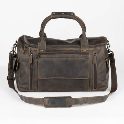 Large Leather Weekender Bag - Casual Vintage Look: Sandal