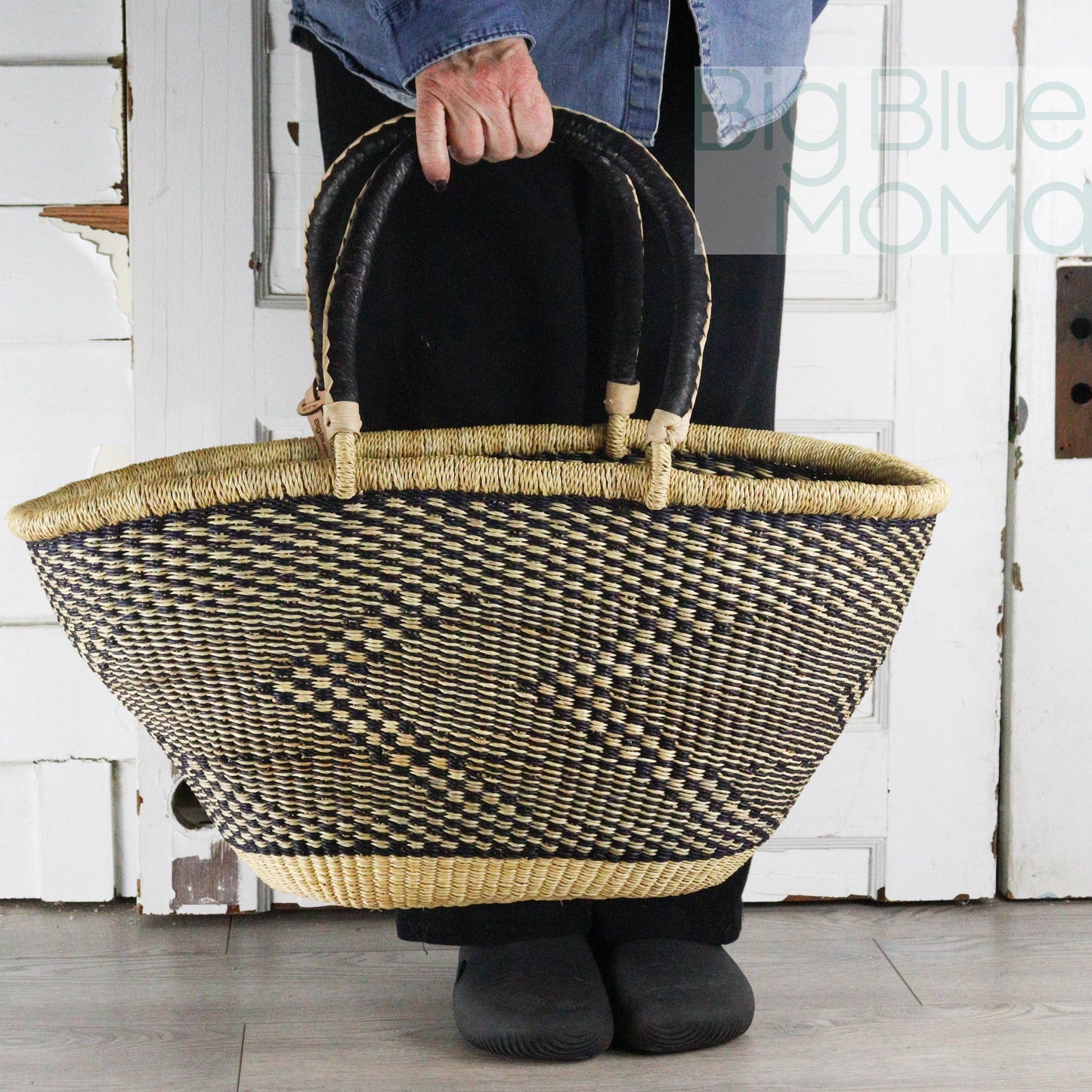 Big Blue Moma Bolga Basket - Special Shopper Large - Natural Palette