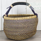 Big Blue Moma Bolga Basket - Large Round Basket - Natural Palette