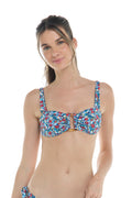 Skye Romantica Ebba Bandeau Bikini Top in the multicolour Romantica floral print on a model, front view
