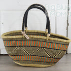Big Blue Moma Bolga Basket - Bolga Basket - Large Special Shopper - Traditional Palette