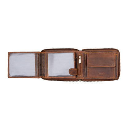 Greenwood Leather RFID wallet - RED - Zip Around Wallet - Sandal