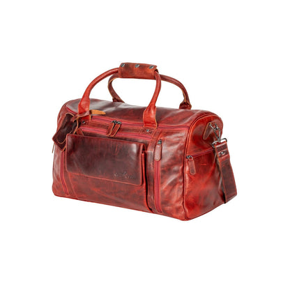 Large Leather Weekender Bag - Casual Vintage Look: Sandal