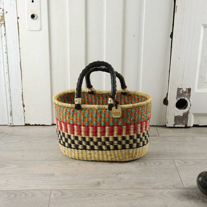 Big Blue Moma Oval Basket with Two Handles Medium - Traditional Palette